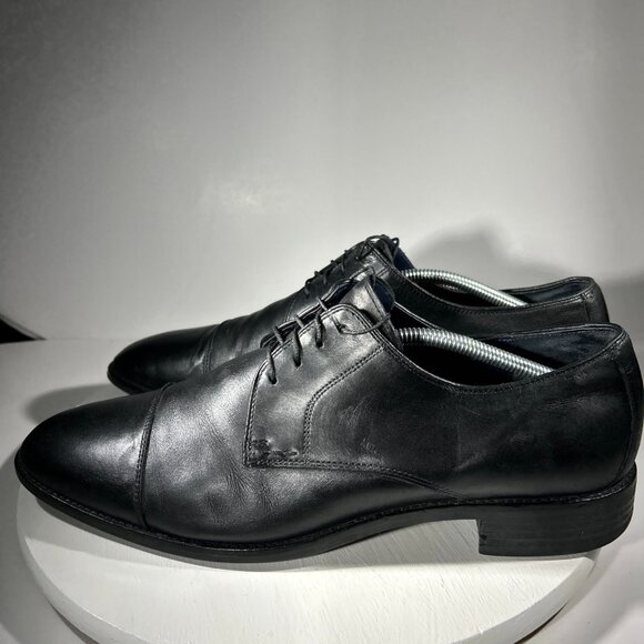 Cole Haan Lenox Hill Mens Size 12 M Leather Dress Shoes Oxfords Black Cap Toe CH - Picture 1 of 13